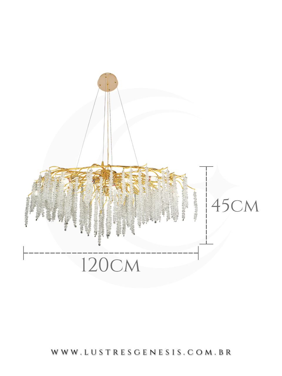 Lustre de Cristal Castanha Dourado 120x45m Para Sua Sala de Jantar 
